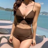 ราคา ชุดว่ายน้ำทูพีช 2 ชิ้น บราสายเดี่ยว กางเกงเอวสูง เก็บก้นเก็บพุง มีฟองน้ำ (21126901119)