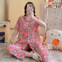 ราคา ส่งเร็วพิเศษ Alinda shop มาใหม่ ชุดนอน เสื้อแขนสั้น กางเกงขายาว คอตตอนผสมการ์ตูน ขนาดใหญ่ ผ้านิ่มมาก กระดุมหน้าคอปก อก42 ฟรีไซส์ DC (22803044154)