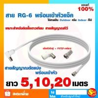 ราคา สาย RG6 สีขาว สายจานดาวเทียม RG 6 ยาว 5เมตร 10เมตร 20เมตร พร้อมเข้าหัว F6T F เกลียว แจ็คทีวีตัวผู้ สายแบ่งขาย สายทีวี สาย สำเร็จ ส่งไว (20690064111)