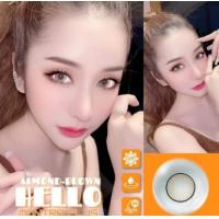 ราคา คอนแทคเลนส์ Hello Almond brown Gray Montra ขนาดบิ๊กอาย (22799547386)