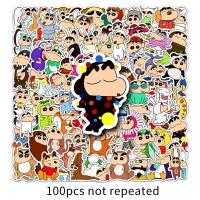 ราคา 100PCS Animated Crayon Shin chan Cartoon Sticker Cute Creative Kawaii Crayon Shin chan Dress Up Graffiti Waterproof Sticker (21467888122)