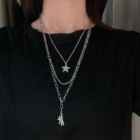 ราคา สร้อยคอโซ่ 3 เส้น สร้อยคอไม้กางเขน สร้อยเงิน สไตล์ฮิปฮอป เครื่องประดับ ผู้หญิงและผู้ชาย สร้อยยาว โซ่ 3 เส้น N34 (23010657289)