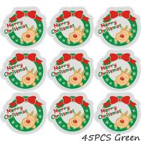 ราคา EYEGLASSES SHOP 45PCS Cookie Xmas Ornament Merry Christmas Candy Box Seal Paper Sticker Gift Paper Sticker Sealing Labels Package Label (22657669606)