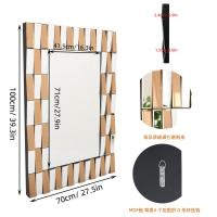 ราคา กระจกเงาติดผนังบานใหญ่ สี่เหลี่ยมผืนผ้า กระจกเงาติดผนั Beveled Glass Wall Mirror Decorative Rectangle Mirrors 3D Aesthetic Artistic Look Sunburst Silver Tawny Hand Polished 5mm Thick Glass Wall Mirror
