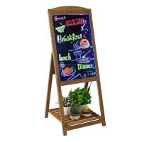 ราคา กระดานดำเมนู กระดานดำขาตั้งพื้น 2 ด้าน Led Message Writing Board Double Sided Illuminated Drawing Restaurant Menu Board กระดานดำแม่เหล็กขอบไม้ 100x52cm ซม Pine Wood Magnetic Chalkboard (16836513523)