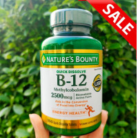 ราคา 35 Sale EXP 2 25 วิตามินบี 12 B 12 Methylcobalamin 2500 mcg 300 Quick Dissolve Tablets Natures Bounty B12 (22687775939)