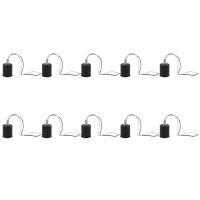 ราคา 10X E27 Ceramic Screw Base Round LED Light Bulb Lamp Socket Holder Adapter Metal Lamp Holder with Wire Black (22110356896)