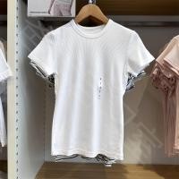 ราคา 2024 Uniqlo เสื้อยืดแขนสั้นผู้หญิงคอกลมโครงแข็งสำหรับฤดูใบไม้ผลิ467363 465756 (22722064635)
