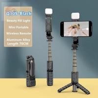 ราคา Q10S ใหม่ Bluetooth Wireless selfie Stick ขาตั้งกล้องขนาดเล็ก monopod แบบขยายได้พร้อมไฟเติมรีโมท shutte (22344609509)