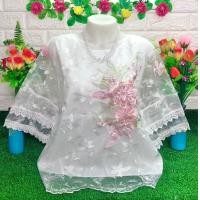 ราคา เสื้อลูกไม้2205ผ้าแก้วเนื้อนิ่มใส่สบายมีซับในทั้งตัวจร้า (21651141784)