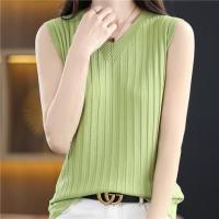 ราคา มีไซส์ใหญ่ Plus Size S 3XL Womens Knitted Tanks Sleeveless Pure Color V neck Female Camisoles Fashion White Black Summer Crop Tops (21920855989)