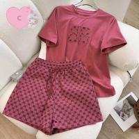 ราคา Summer new Korean style casual suit for women embroidered short sleeve shorts two piece suit (22504262043)