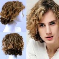 ราคา ทรงผมใหม่ เซนติเมตรวิกผมสำหรับผู้ชายหยิกสั้นสีบลอนด์วิกผมอุณหภูมิสูงวิกเส้นใยสังเคราะห์สีน้ำตาลอ่อนไล่โทนสีเต็มวิกผม GHY (19633823828)