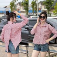 ราคา Sunny เสื้อเชิ้ตลายริ้วผ่าหลัง 6สี เสื้อเชิ้ตแขนยาวลายทาง ดีเทลผ่าหลังเก๋สุดๆ (22674193422)