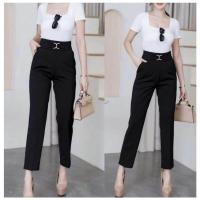 ราคา กางเกง9ส่วนแต่งเข็มขัดผ้าโรเชฟใส่ทำงานได้งานสวยมากจ้า ผ้าโรเชฟ (21861044090)