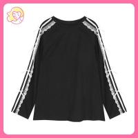 ราคา NICCO เสื้อยืดแขนยาวสีดำโบว์ เดรสสตรีแขนยาวปักลายลูกไม้ เสื้อคอกลมทรงหลวมสไตล์เกาหลี สีดำสีน้ำเงินเข้ม Korean style Bow black long sleeve T shirt (22733699489)