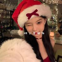 ราคา Cuddly Corner Merry Christmas Red Bow Christmas Hat Cute Plush Photo Props Hat Headwear (23042789949)