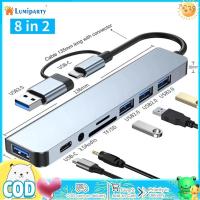 ราคา 8 In 2 USB A USB C Hub Multi Port USB C Hub With 3 USB 2 0 USB 3 0 TF SD Ports For Laptop Keyboard Mobile Phone (22628754840)