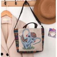 ราคา MZ2922 กระเป๋าสะพายผ้าทอ ถือได้สไตล์โบฮีเมียน ลายช้างสุดฮิต พร้อมส่งจากไทย (22605636590)