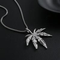 ราคา แฟชั่นNINE Retro Hiphopไทเทเนียมสร้อยคอเหล็กTreeกัญชาMaple Leafจี้ (5782410360)