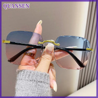 ราคา QUANSEN แว่นตาแฟชั่นไล่ระดับสีสำหรับผู้หญิงแว่นกันแดดป้องกันรังสียูวีแว่นตาไร้กรอบทรงสี่เหลี่ยมเรียบง่ายสำหรับผู้หญิง (22683479693)