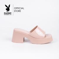 ราคา Playboy รองเท้าส้นหนา ลิขสิทธิ์แท้ รุ่น ST HS242C108 ดีไซน์สกรีนโลโก้ มี 2 สี สีดำและสีชมพู (21936603434)