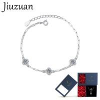 ราคา เพชรแท้ 100 สร้อยข้อมือเงินแท้ S925 สำหรับผู้หญิง สร้อยข้อมือโคลเวอร์สี่ใบ สร้อยข้อมือเพชรแท้ สร้อยข้อมือเพชรสี D 60 จุด ของขวัญวันวาเลนไทน์ (22802749392)