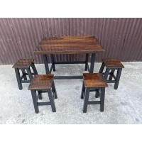ราคา โต๊ะชุด ขนาด 60 90สูง75ซม หัวโล้น4ตัว หน้า28 28สูง48ซม ไม้จามจุรี สวย แข็งแรง (21903372746)