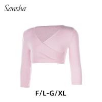 ราคา Sansha Sansha ชุดเต้นรำสำหรับเด็กเสื้อไหมพรมกันหนาวคอวีแขนสามส่วนสำหรับฤดูหนาวเสื้อไหมพรมตัวสั้นผ้าถักบัลเล่ต์ (20710901390)