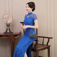ราคา ชุดกี่เพ้าสำหรับเดินแบบเต้นรำในลานกว้างเซี่ยงไฮ้สำหรับงานเลี้ยงประจำปีชุดการแสดงลูกไม้ไซส์ใหญ่สีแดงสีน้ำเงินแบบยาวสีฟ้าสวยงามสำหรับการแสดงเต้นรำในฝัน009 (21109198071)