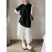 ราคา ชุดเดรสลูกไม้แขนสั้นเย็บติดกันเรียบหรูดูแพงสไตล์ฝรั่งเศสสำหรับฤดูร้อนเดรสเก็บเนื้อไซส์ใหญ่ใส่แล้วดูผอมเพรียวสำหรับสาวอวบ (21970770080)