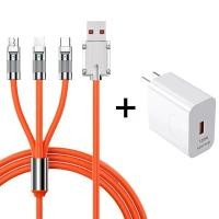 ราคา USB สายชาร์จเร็ว สายชาร์จเร็ว 3หัว 3 in 1 มีหัวชาร์จ 3 แบบสำหรับ ไอโฟนและแอนดรอย Type C สายชาร์จเร็วแท้สายไฟ (22888788558)