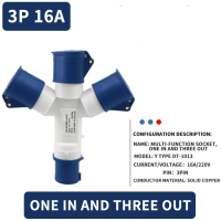 ราคา Pten ปลั๊ก แยกสามทาง 3 ขา 2P E 16A กันน้ำ IP44 ตัวผู้ ตัวเมีย ปลั๊กเพาวเวอร์ ปลั๊กแยกสามทาง เข้า 1 ออก 3 ปลั๊กเพาเวอร์ power plug 3 ทาง 16A 220 250V พาวเวอร์ปลั๊ก ปลั๊กพาวเวอร์ (22523984241)