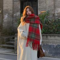 ราคา ผ้าพันคอลายสก๊อตสีแดงคริสต์มาสสำหรับผู้หญิงฤดูหนาวสไตล์เกาหลีเข้าคู่กันหนาวเพิ่มความหนาถักคลุมไหล่ผ้าพันคอใช้ได้สองแบบแฟชั่นฤดูใบไม้ร่วงและฤดูหนาว (21095587852)