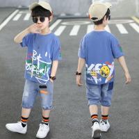 ราคา ชุดแขนสั้นเด็กผู้ชายแบบใหม่ปี2024ชุดสองชิ้นแบบลำลองสุดหล่อใส่ช่วงฤดูร้อนสำหรับเด็กวัย5 12ขวบเด็กผู้ชายแฟชั่นสไตล์ตะวันตกยอดนิยม (21291576793)