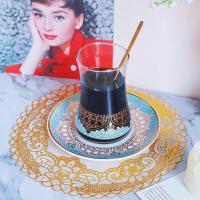 ราคา โรแมนติก แปลกใหม่ Blue Gold ตุรกีดอกไม้ชุดถ้วยชาแก้วถ้วยกาแฟพร้อมช้อนของขวัญกล่องอุปกรณ์รับประทานอาหารถ้วยกาแฟ (20134542496)