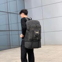 ราคา กระเป๋าเป้เดินป่ากันน้ําความจุขนาดใหญ่ น้ำหนักเบา กระเป๋าเดินทางผ้าใบสําหรับผู้ชาย สีดำ ทหาร สีเขียว ไหล่คู่ทนทาน สายคล้อง (20828463698)