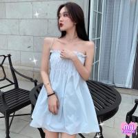 ราคา MYF มาใหม่ ชุดมินิเดรสเกาะอกทรงบาน ผ้ามอสเครป อกเป็นสม็อคยางยืด 2 สี ไซส์เดียว (10129395503)