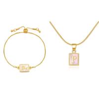 ราคา แฟชั่น2ชิ้น เซ็ต A Z ลายตัวอักษรภาษาอังกฤษเรืองแสงสร้อยคอสร้อยคอสร้อยข้อมือกะลาเข้มชุบทอง18K สำหรับผู้ชายและผู้หญิงของขวัญเครื่องประดับ (22370311342)
