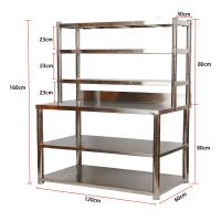 ราคา HJKJ มีร่องมีด โต๊ะสแตนเลส 304 ครัว โต๊ะเตรียมอาหาร 100 120 CM หนัก โต๊ะ 2 ชั้น ชั้นวางของในครัวพร้อมรั้ว (22383658430)