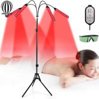 ราคา โคมไฟรักษาสีขาวสีแดง4หัวหลอดไฟอินฟาเรดอุปกรณ์บำบัดที่ขาตั้งปรับได้660nm แสงสีแดงและหลอดไฟอินฟาเรดใกล้อินฟาเรด850nm สำหรับใบหน้าและผิวที่เจ็บปวด (22891658762)