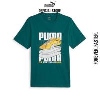 ราคา PUMA BASICS เสื้อยืดผู้ชายลายกราฟิกรองเท้าผ้าใบ สีเขียว 67718643 (22186944650)