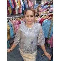 ราคา เสื้อลูกไม้ออกงานบุหงาแต่งมุกแขนกระดิ่งสามส่วนอก40นิ้ว 48นิ้ว (22983132197)