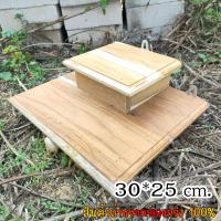 ราคา PTK หิ้งพระไม้สักแบบแขวนผนัง ไซส์ 30 25 cm หิ้งไม้สักแท้ งานดิบ ไม่ลงสี Buddha shelf (21402751816)