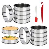 ราคา ITQR 12Pack Muffin Rings 3 15 Inch Stainless Steel Crumpet Rings Double Rolled Tart Rings Molds for Baking Round Pastry Ring (22561995519)
