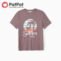 ราคา ชุดเดรส ชุดรอมเปอร์ลายต้นมะพร้าวสำหรับครอบครัว PatPat ลายเสื้อยืดกราฟิกสีน้ำตาล (22129961071)