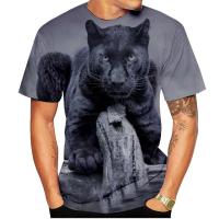 ราคา เสื้อยืดพิมพ์ลายเสือดำสำหรับฤดูร้อนใหม่เสื้อยืดผู้ชายผู้หญิงลายสัตว์แขนสั้นลำลองแนวสตรีทเสื้อคอกลมเสื้อแห้งเร็ว (22146640324)