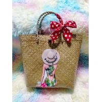 ราคา กระเป๋ากระจูดลายใหม่ ขนาด 10 10 นิ้ว งานจริงน่ารักมาก แถมผ้าผูกทุกใบ (16927308269)