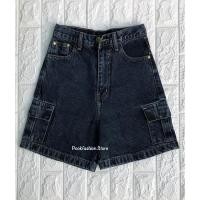 ราคา กางเกงยีนส์ขาสั้น ทรงคาร์โก้ ผ้าไม่ยืด เอวสูง สีสโนว์ดำ และสีสโนว์ฟ้า มีไซส์ S 5XL (22089763218)