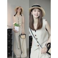 ราคา พร้อมส่ง GR061 เซตเสื้อกั๊ก กางเกงขากว้าง สวมใส่สบาย เสื้อแขนกุด ชุด 2ชิ้น ชุดสไตล์เกาหลี (22322722763)